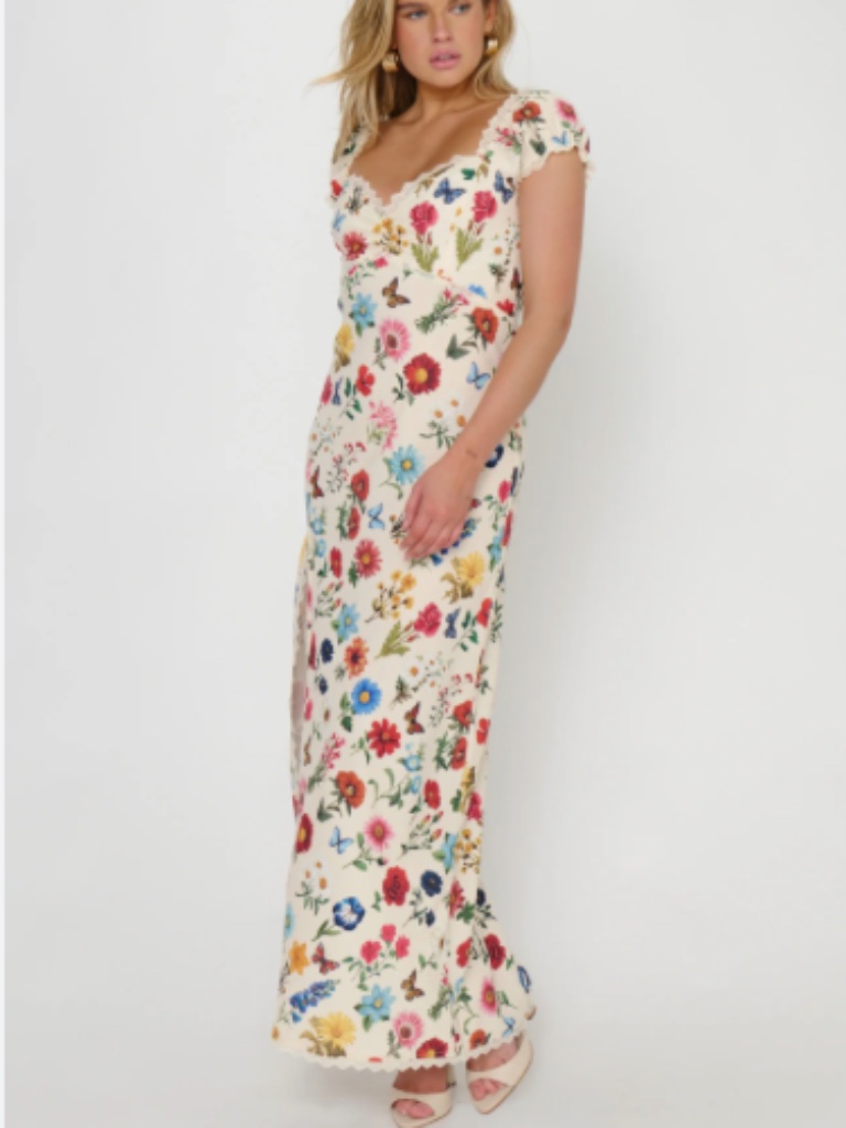 Show Me Your Mumu Nicola Dress Size Large With Butterflies & Wild Flowers